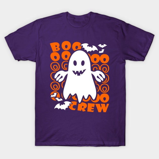 Boo Crew Halloween Ghost Text Orange T-Shirt by JaussZ